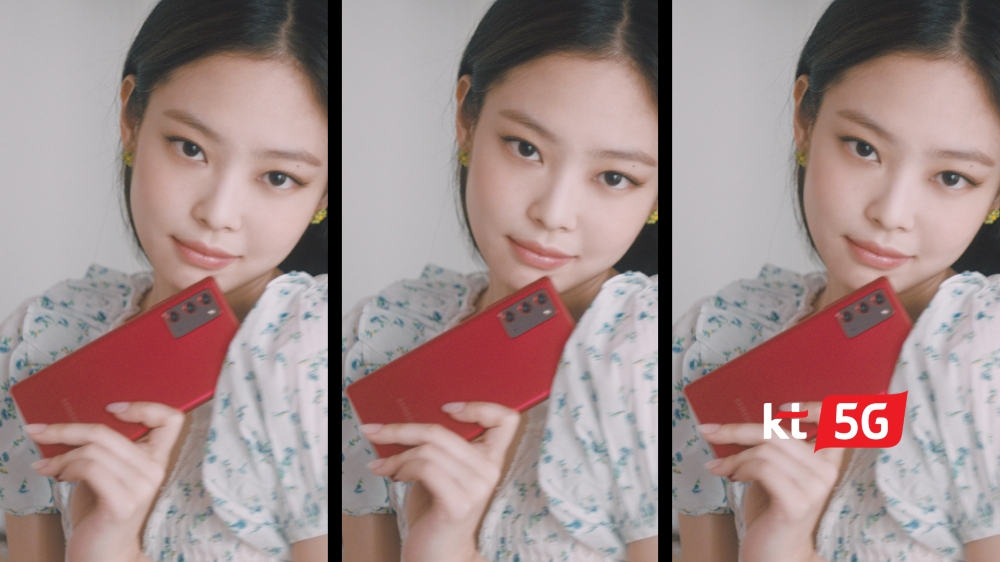 KT의 갤럭시노트20 광고모델인 블랙핑크 제니가 갤럭시노트20을 소개하고 있다. (TV 광고 스틸컷)/사진=KT