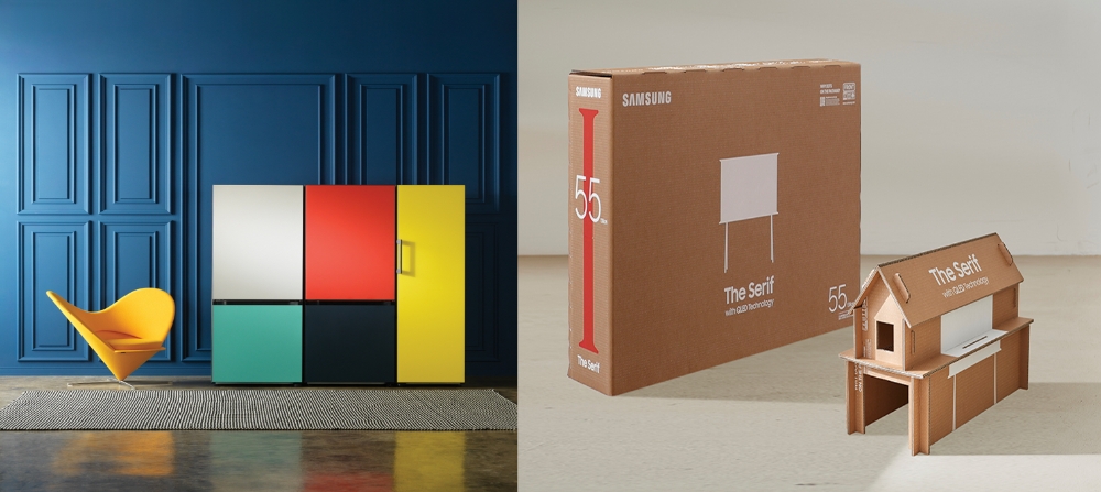 IDEA 2020서 은상을 수상한 삼성 비스포크 냉장고(왼쪽)와 에코패키지(오른쪽)/사진=삼성전자