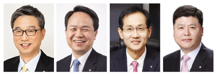 (왼쪽부터) 허인 KB국민은행장, 진옥동 신한은행장, 지성규 하나은행장, 권광석 우리은행장 / 사진제공= 각행