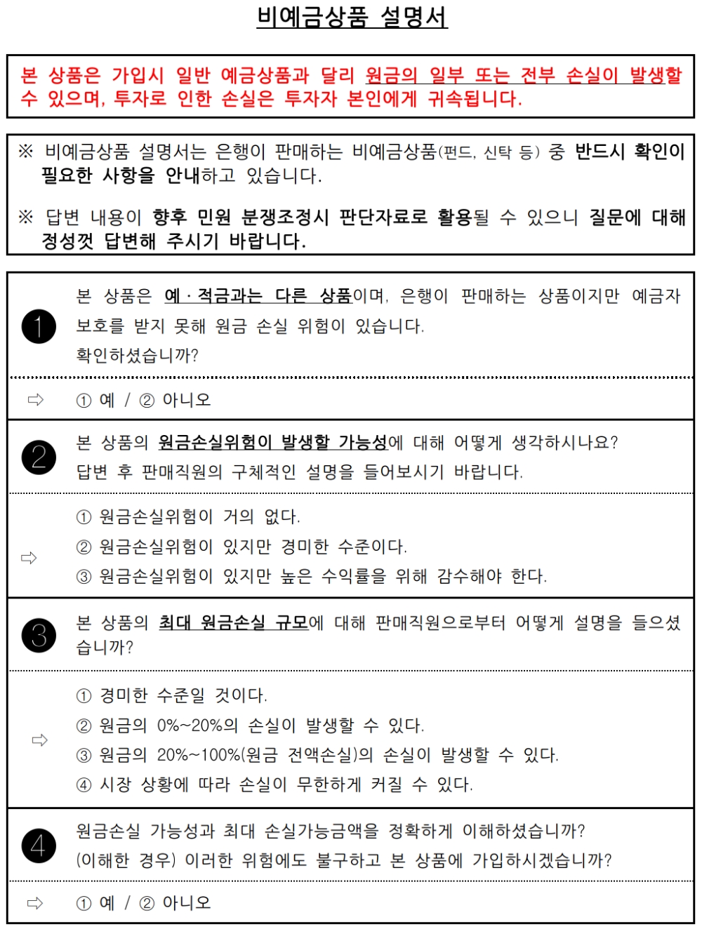 신규 도입 비예금상품 설명서. /자료=금감원