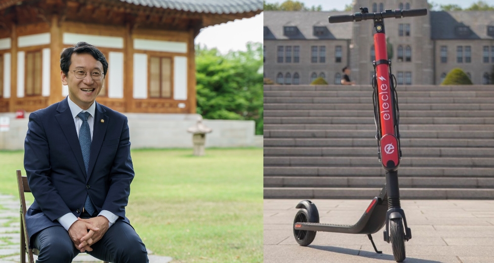 (좌측) 천준호 의원 (우측) 공유플랫폼 일레클의 전동킥보드/사진=천준호 의원실, 일레클 자료 편집