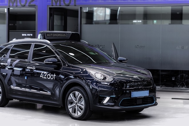 기아차 니로EV를 개조한 포티투닷 자율주행차. 사진=포티투닷.