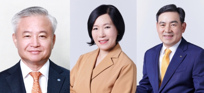 ▲(왼쪽부터) 김경규 하이투자증권 대표, 박정림·김성현 KB증권 대표.