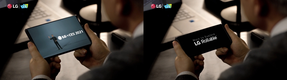 LG 프레스 콘퍼런스에서 'LG 롤러블'이 첫 등장했다. 사진=LG전자