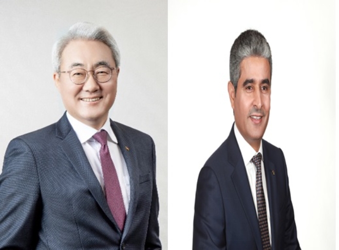 김준 SK이노베이션 총괄 사장(사진 왼쪽)과 후세인 알 카타니 S-Oil 대표이사(사진 오른쪽).