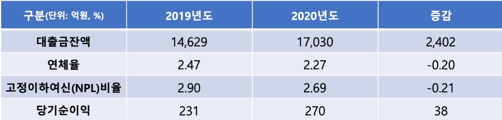 신한저축은행의 2020년 주요 경영 지표. /자료=신한저축은행