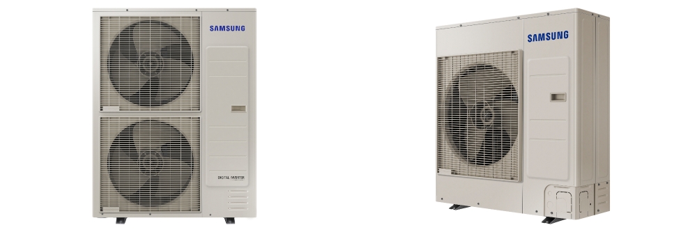 중소형 냉난방 시스템에어컨 ‘맥스 히트'(왼쪽)와 중소형 냉방 전용 시스템 에어컨 ‘-40℃ 로우 앰비언트' . 사진=삼성전자