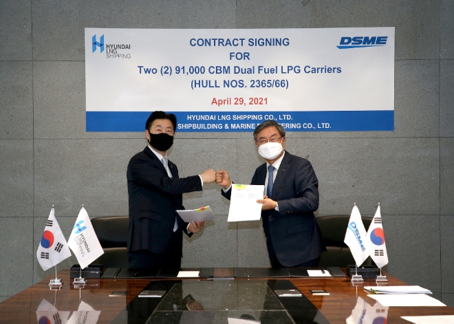 대우조선해양은 국내 LNG전문 선사인 현대LNG해운(대표집행임원 이규봉)으로부터 초대형LPG운반선(VLGC : Very Large Gas Carrier) 2척을 약 1845억원에 수주했다. 사진=대우조선해양.
