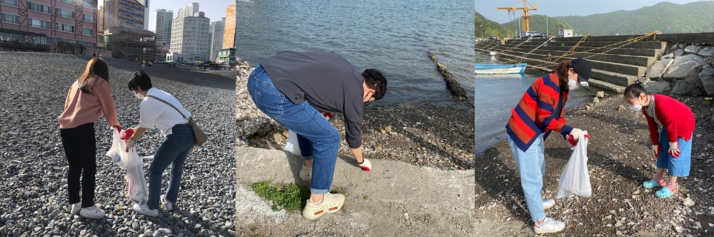 BNK경남은행 임직원과 가족들이 지난 8일부터 이틀간 경남과 울산지역 해안가를 찾아 쓰레기와 미세 플라스틱을 수거했다. /사진=BNK경남은행