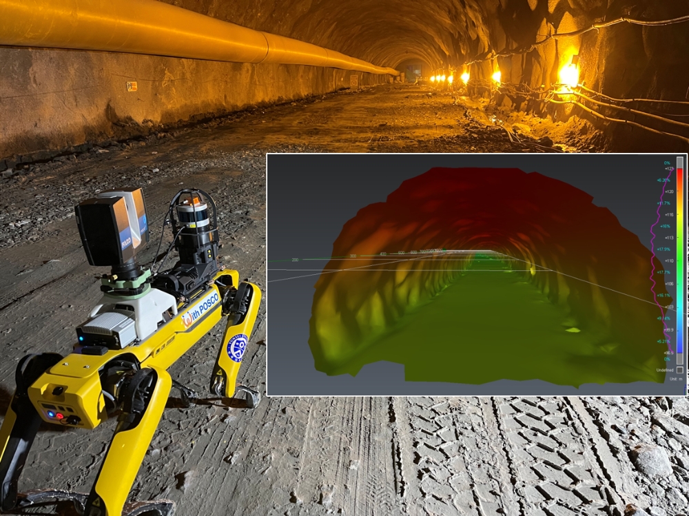 포스코건설이 최근 국내 최초로 ‘포천~화도 고속도로 4공구’ 터널공사에 고성능 측정장비를 탑재한 자율보행 로봇을 적용해 시공 안전·품질 관리에 나서고 있다. / 사진=포스코건설