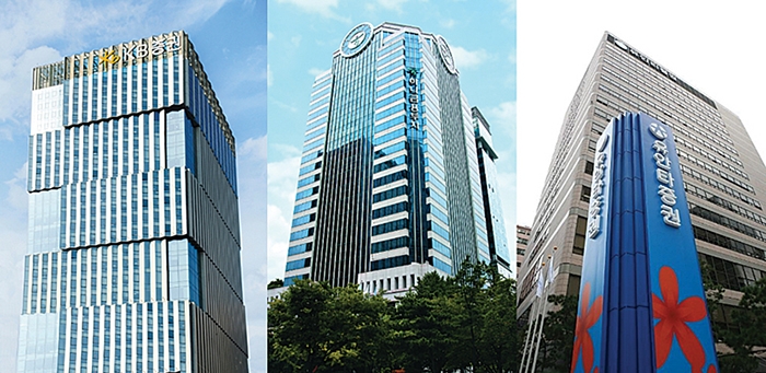 ▲ (왼쪽부터) NH투자증권, 하나금융투자, 유안타증권 본사 사옥.