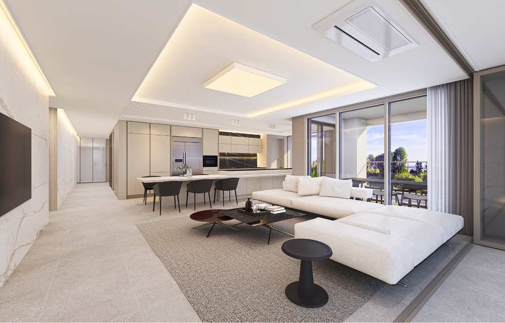 ‘힐스테이트 청주 센트럴’ 거실 전경 모습. / 사진=현대엔지니어링