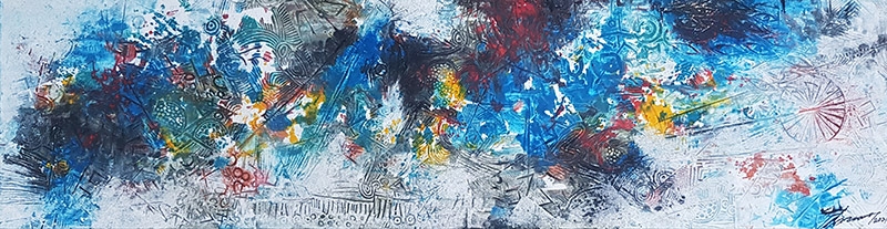 김문석, 문명, 145×39cm, Fresco on panel, 2021