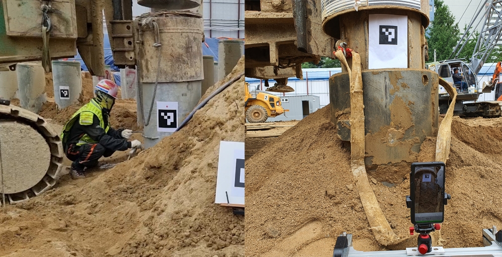 기존 방식의 파일 리바운드 체크 방식(왼쪽)과 DL이앤씨가 개발한 파일 리바운드 체크 테스트 디지털화 장비 모습. / 사진제공=DL이앤씨