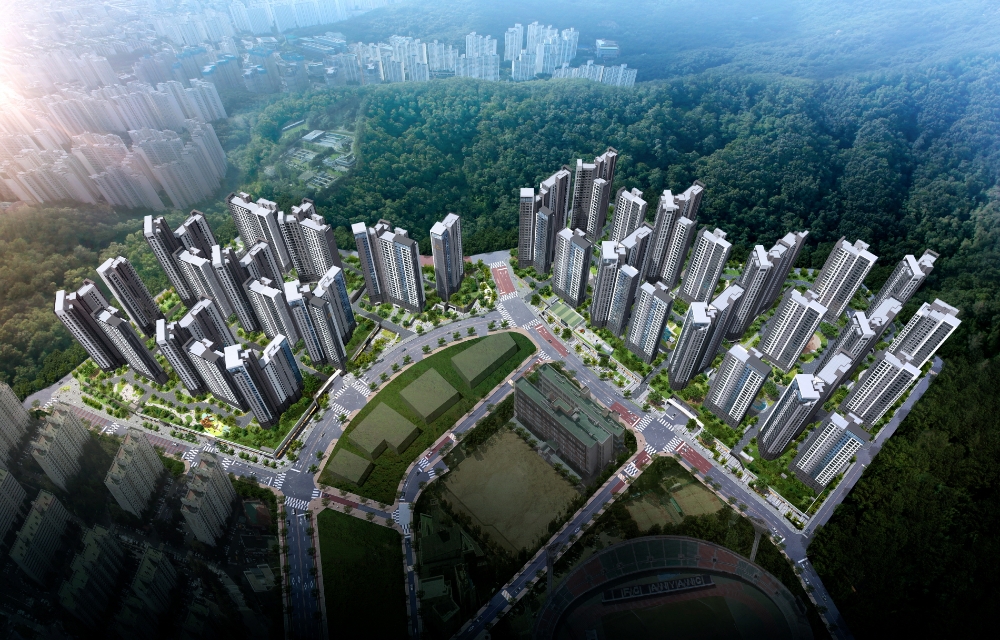 평촌 엘프라우드 주경조감도