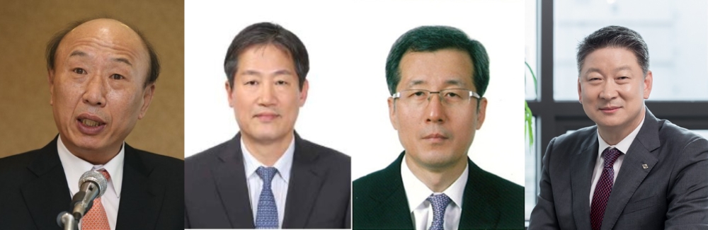 이해선 전 한국거래소 시장감시위원장과 정완규 전 한국증권금융 사장, 홍영만 전 한국자산관리공사(캠코) 사장, 오화경 하나저축은행 대표이사(왼쪽부터). /사진제공=각사
