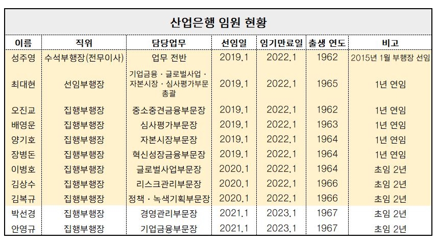 산업은행 임원 대폭 물갈이 전망…수석·집행부행장 ‘세대교체’