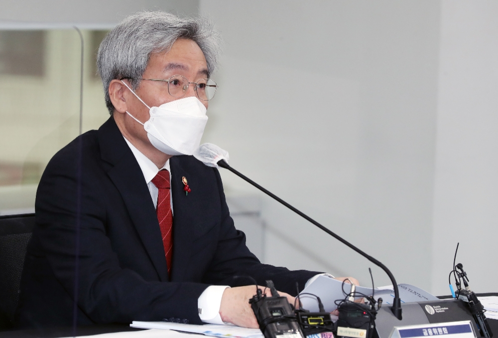 고승범 금융위원장이 15일 오전 서울 마포구 프론트원에서 열린 ‘금융플랫폼 혁신 활성화를 위한 간담회’에서 발언하고 있다./사진=금융위원회(21.12.15)