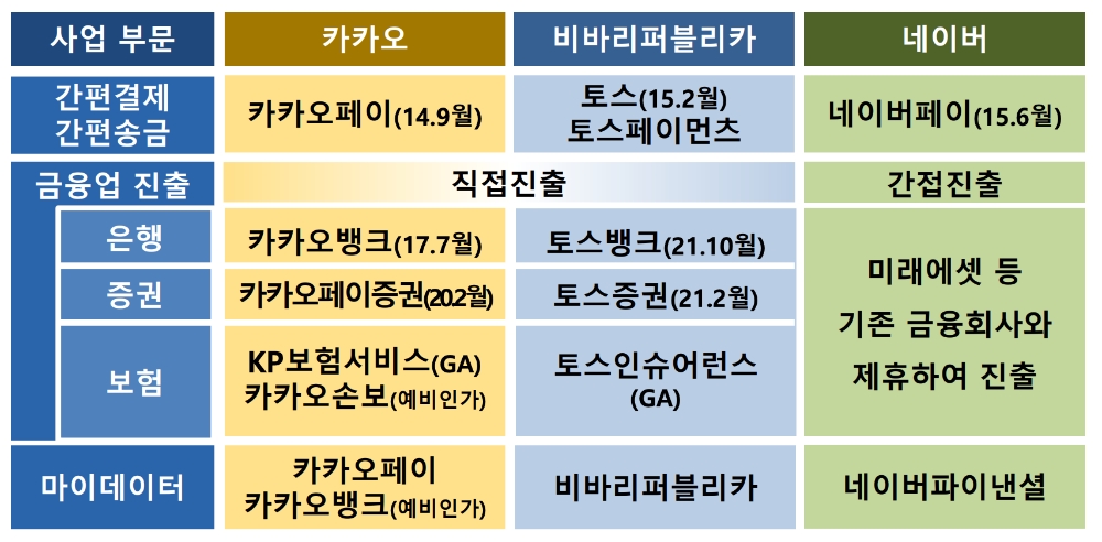 국내 빅테크 금융업 진출 현황. /자료제공=한국금융연구원