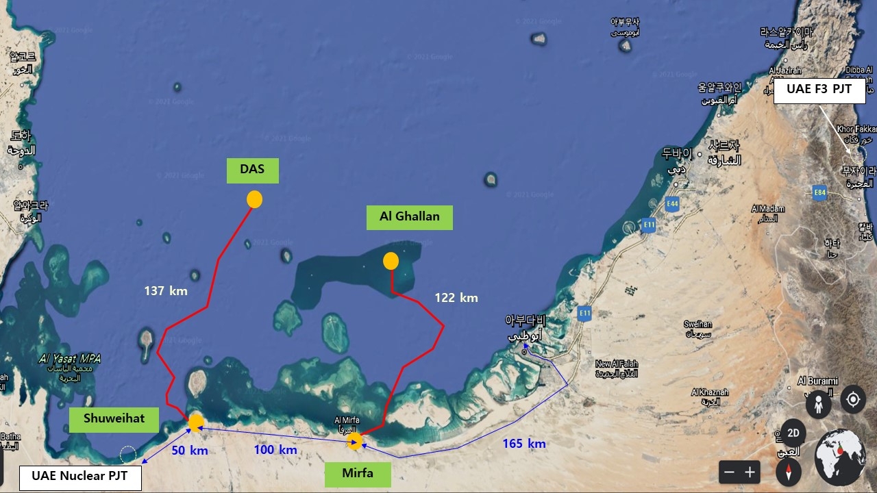UAE HVDC 해저송전망 위치도 / 사진제공=삼성물산