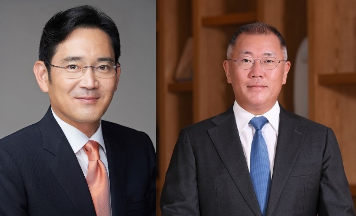 이재용 삼성전자 부회장(왼쪽), 정의선 현대차그룹 회장(오른쪽). 사진=각 사.