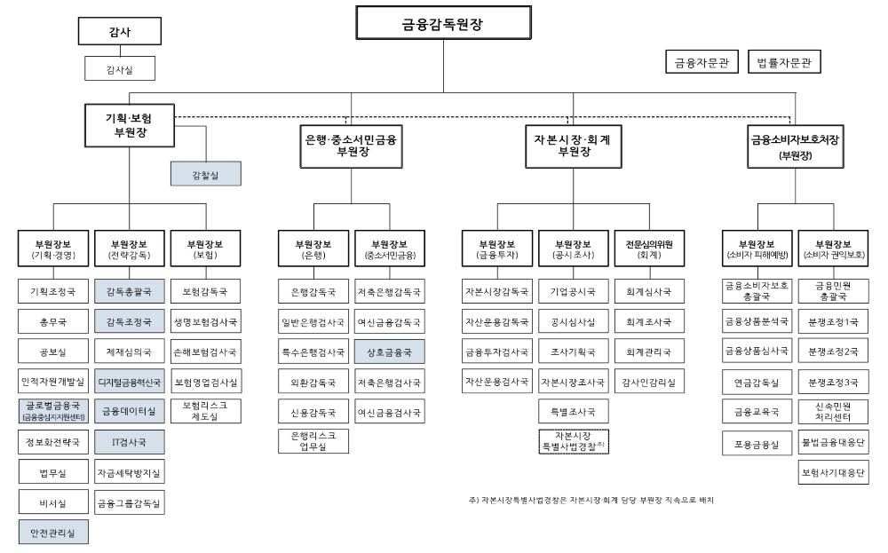 금융감독원 조직도. /자료제공=금융감독원