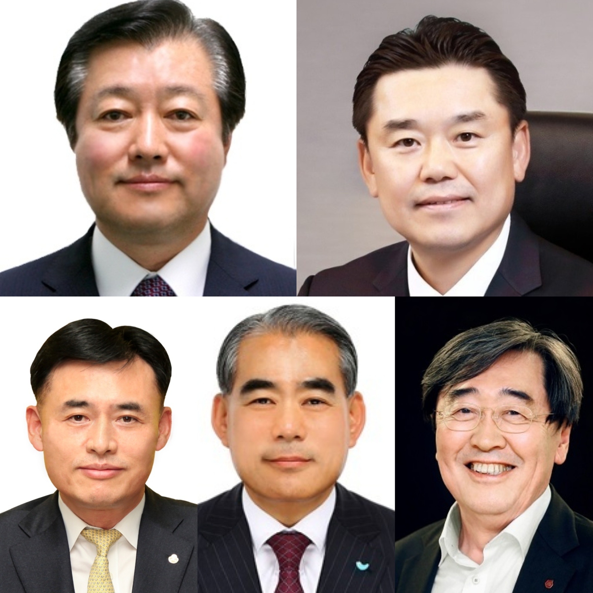 (왼쪽부터 시계 방향으로)이영구 롯데식품 총괄대표, 김인규 하이트진로 대표, 박진선 샘표식품 사장, 황종현 SPC삼립 사장, 황성만 오뚜기 사장./ 사진제공 = 한국금융신문 DB