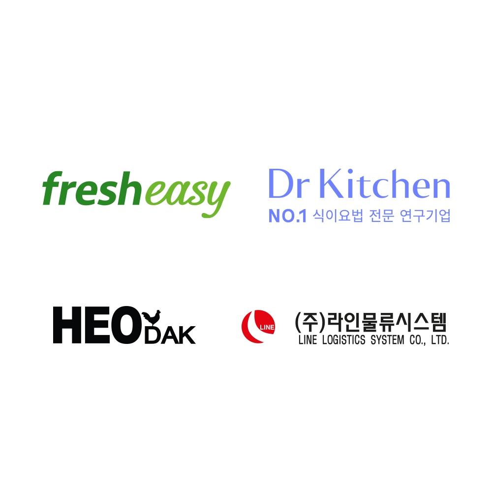 (왼쪽 위부터 시계방향으로) 프레시지, 허키친, 라인물류시스템, 허닭 CI/사진제공=프레시지