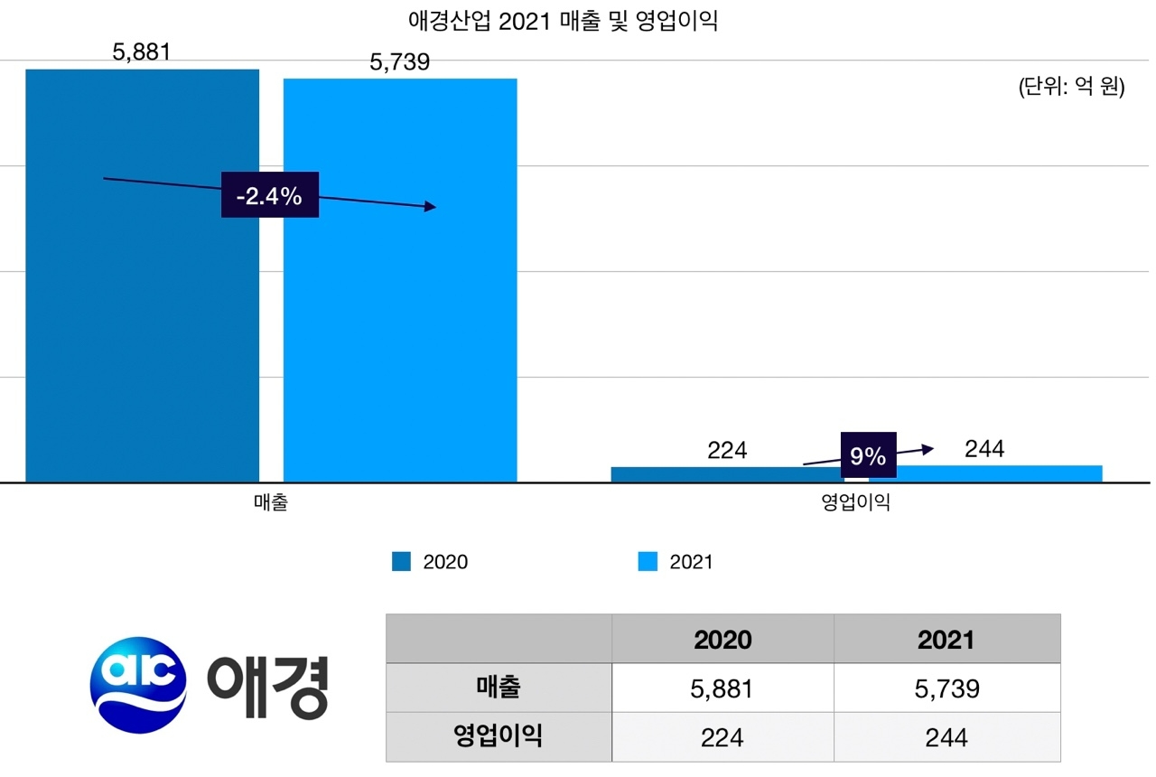 애경산업 2021년 실적./자료제공=애경산업