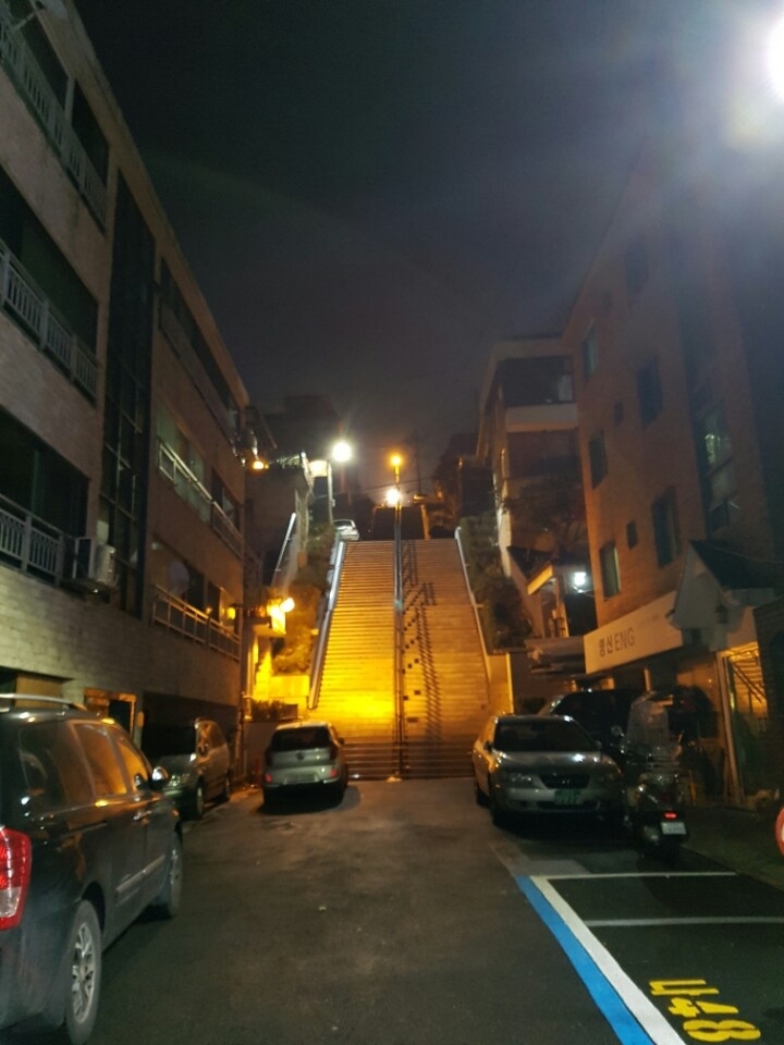 한성대입구역에서 한성대학교 중문까지 올라가는 길에 만날 수 있었던 가파른 계단