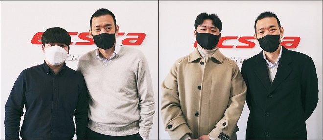 (왼쪽부터) 이찬준 선수, 김진표 감독, 이창욱 선수. 제공=금호타이어.