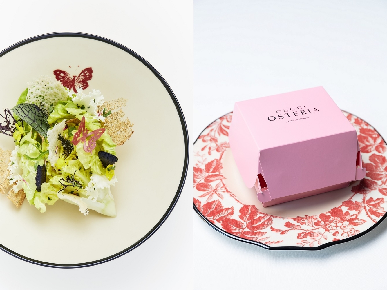 ‘구찌 오스테리아 서울' 서울 가든(사진 왼쪽)과 에밀리아 버거./ 사진제공 = 구찌 오스테리아