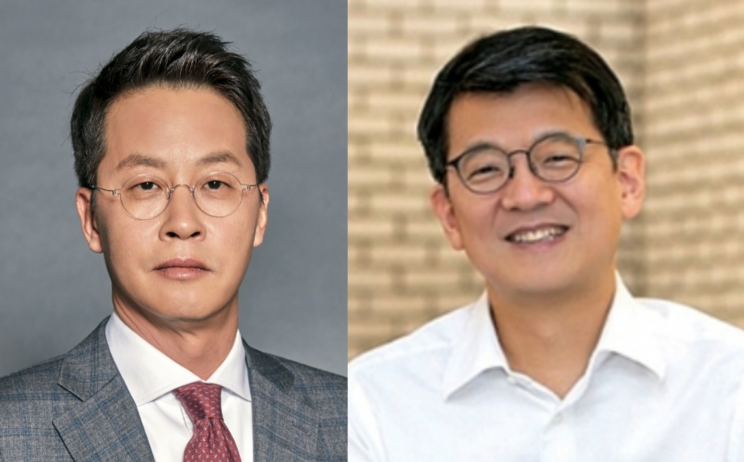 왼쪽부터 조좌진 롯데카드 대표이사와 서호성 케이뱅크 은행장. /사진제공=각 사