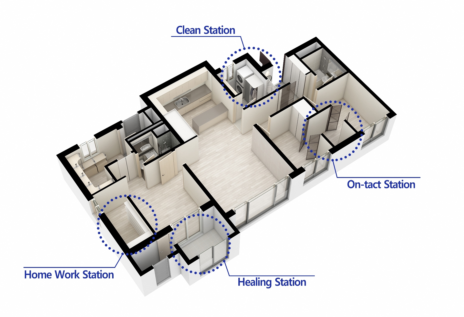 올 인 룸(All-in-Room) 3D 평면도. / 자료제공=현대엔지니어링
