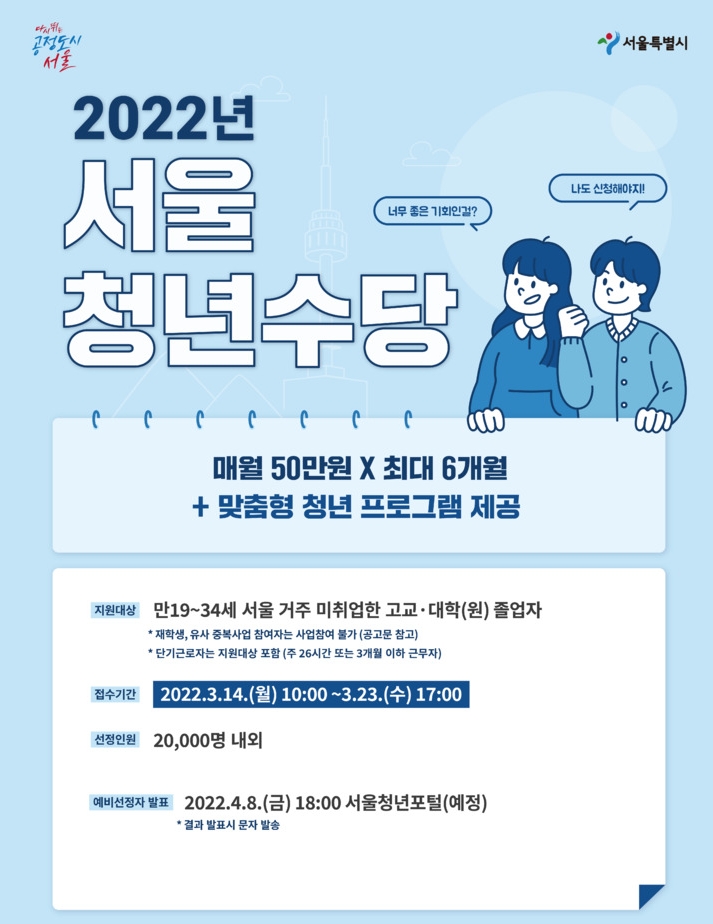 2022 서울 청년수당 포스터. / 자료제공=서울시
