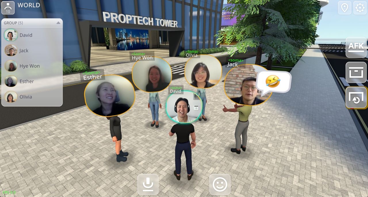 메타버스 오피스 빌딩 '프롭테크타워'로 출근 중인 임직원들 / 사진제공=직방