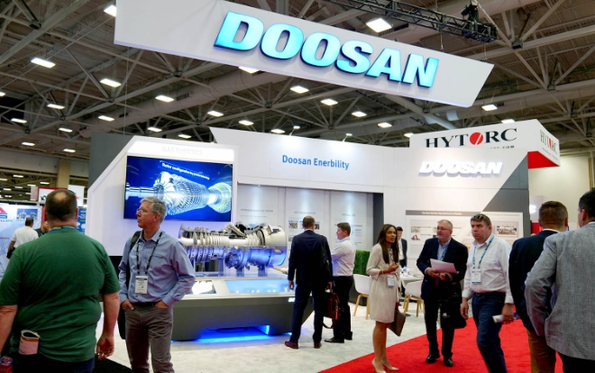 두산에너빌리티(회장 박지원)는 23~25일(현지시각) 미국 텍사스주 달라스에 위치한 케이 베일리 허치슨(Kay Bailey Hutchison) 컨벤션 센터에서 열리는 ‘파워젠 인터내셔널(POWERGEN International, 이하 PGI) 2022’에 참가한다. 사진=두산에너빌리티.