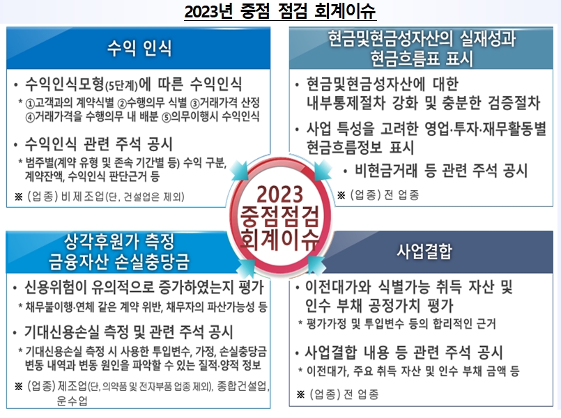 2023년 중점 점검 회계 이슈 / 자료제공= 금융감독원(2022.06.26)