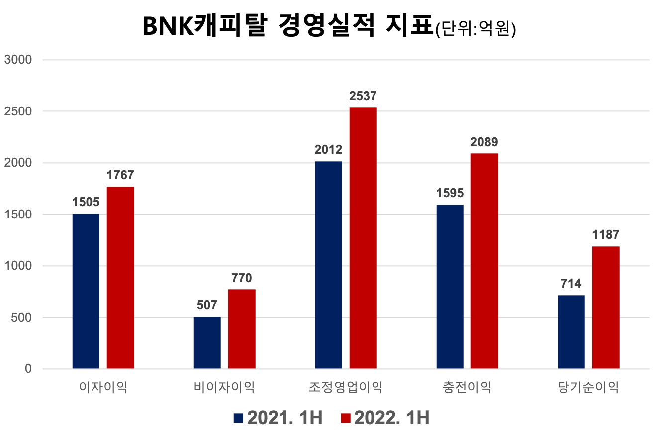 BNK캐피탈의 주요 경영실적 지표. /자료제공=BNK캐피탈