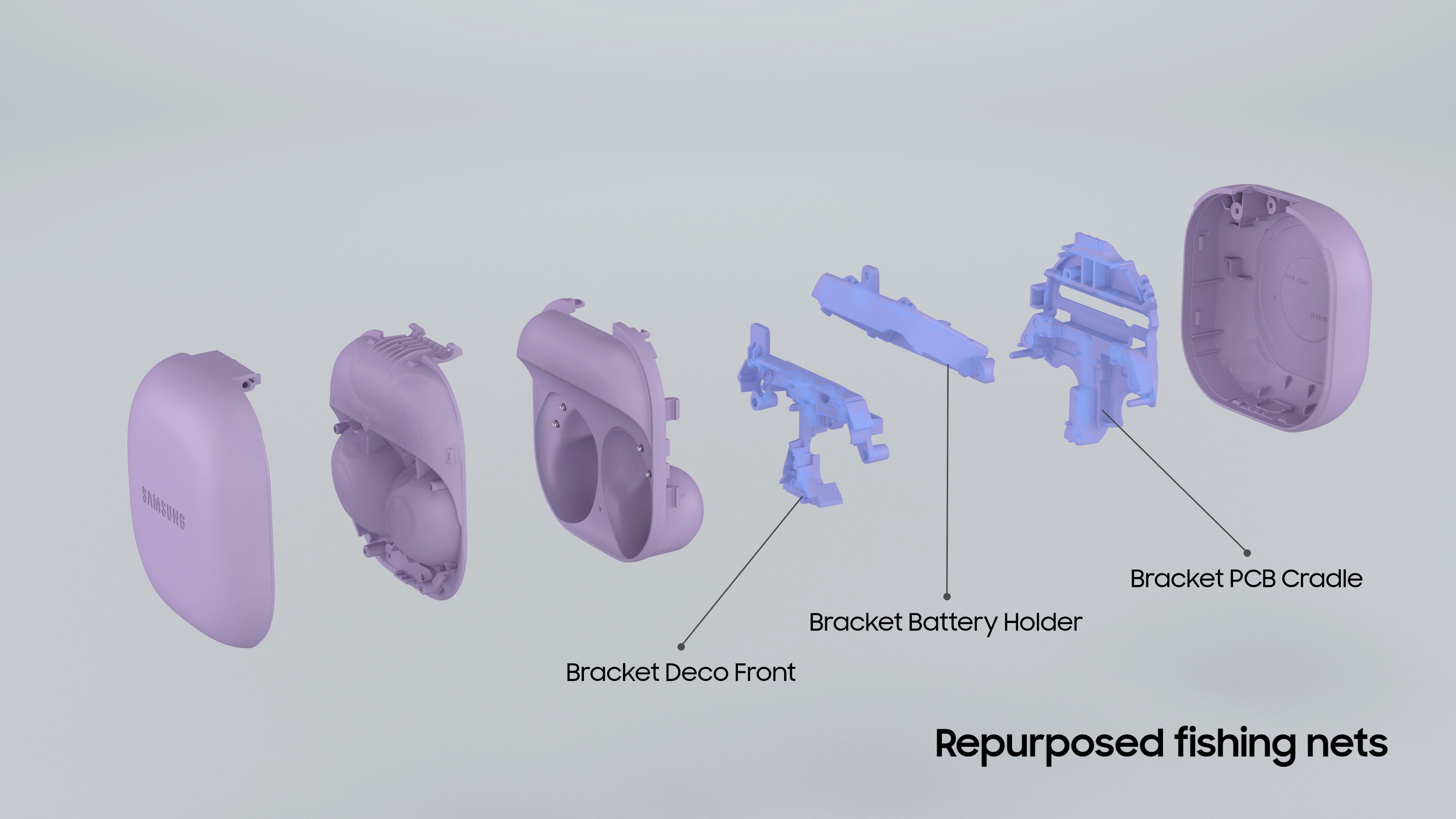 갤럭시 버즈2 프로 폐어망 재활용 소재 적용 부품. 사진=삼성전자