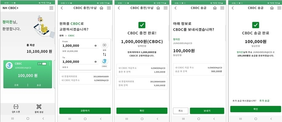 NH농협은행, 디지털화폐 대응 파일럿시스템 예시./사진제공=농협은행