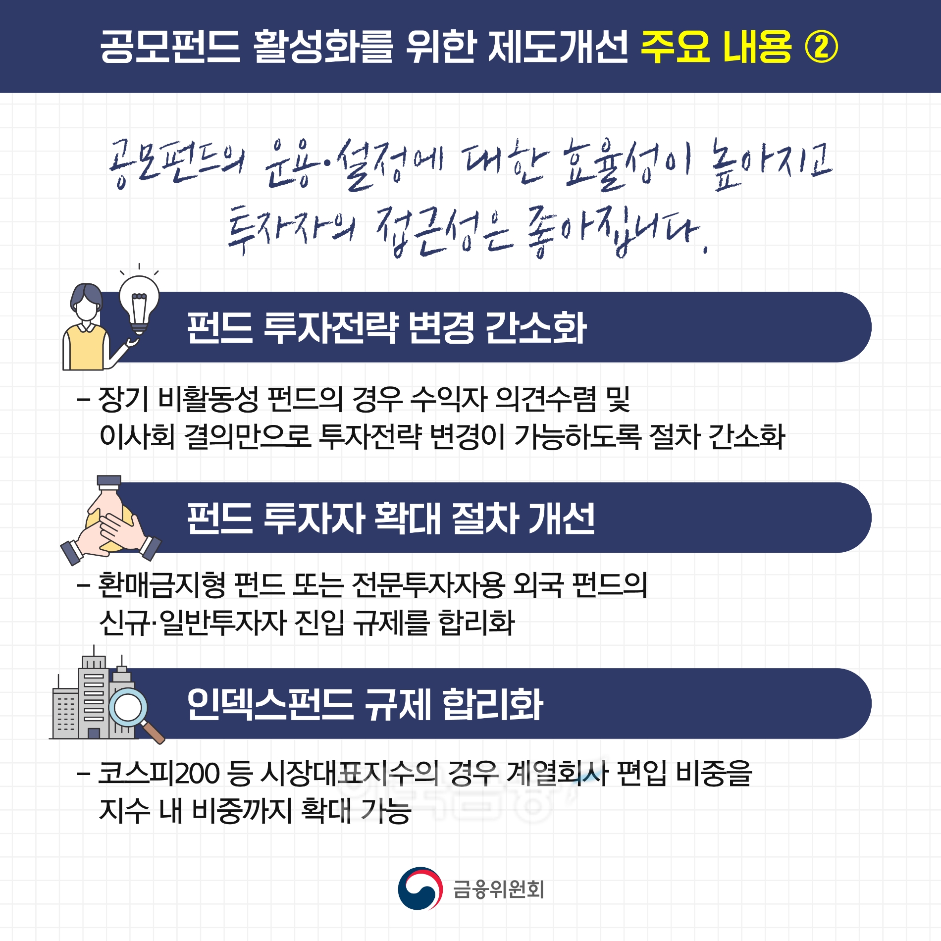 공모 펀드 활성화를 위한 제도 개선 주요 내용./사진=금융위원회(위원장 김주현)