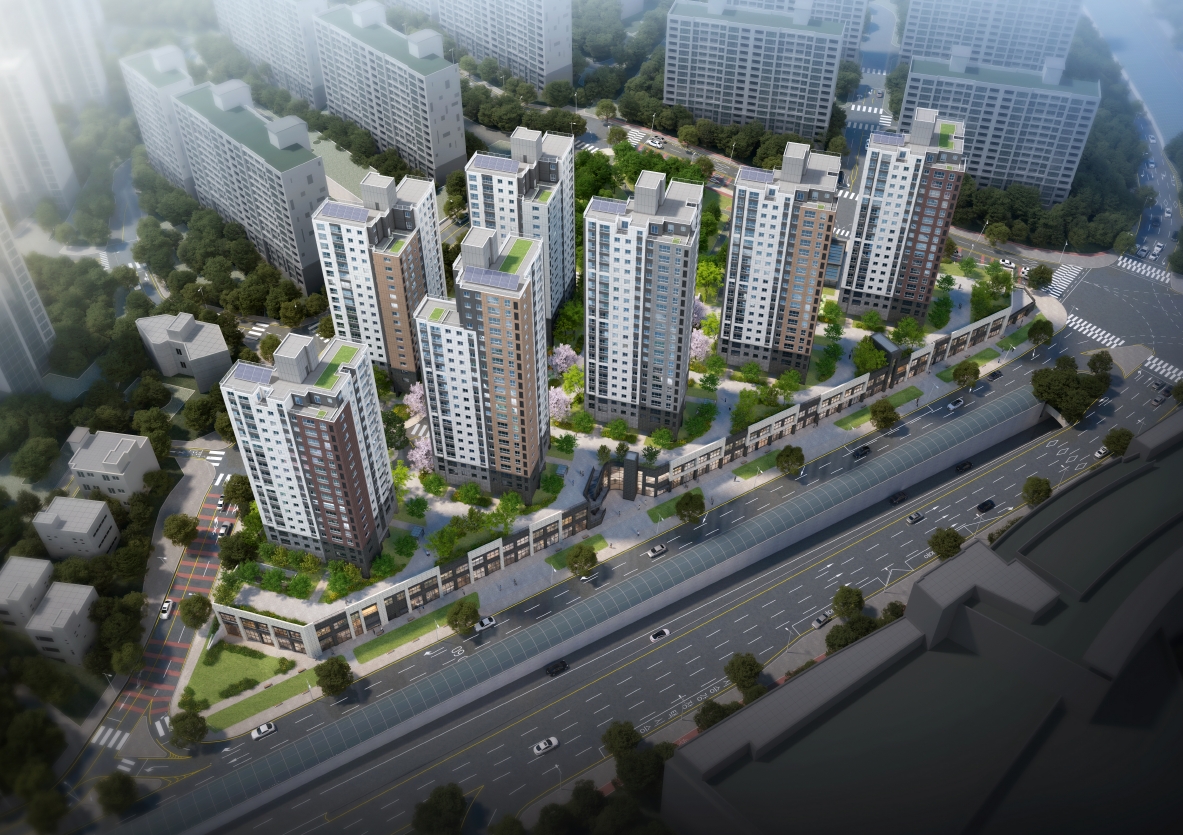 동백호수공원 두산위브더제니스 단지 조감도