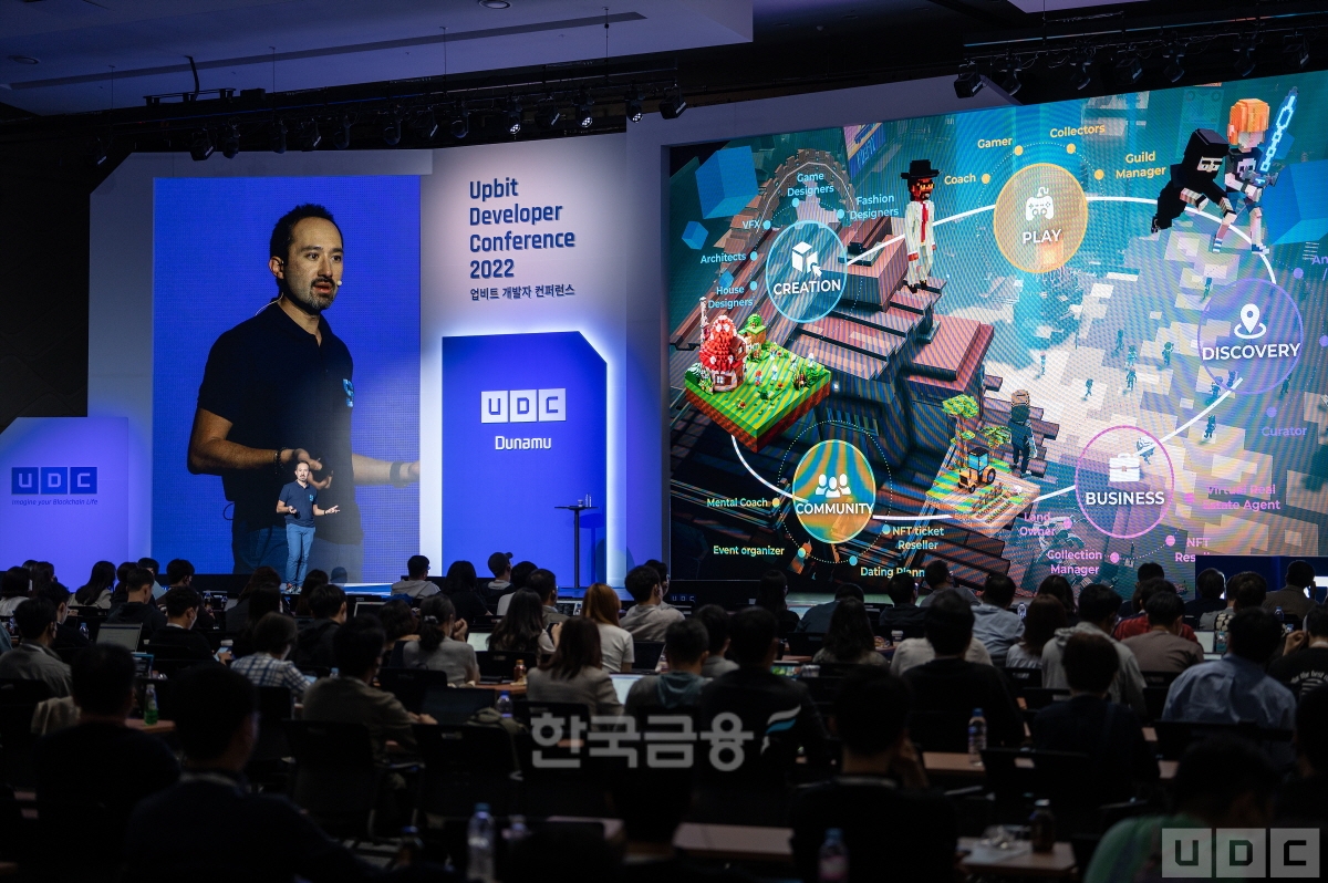 블록체인(Blockchain‧공공 거래 장부) 및 핀테크(Fintech‧금융+기술) 전문 기업 ‘두나무’(대표 이석우)가 지난달 22일 부산에서 개최한 ‘업비트 개발자 컨퍼런스’(UDC 2022‧Upbit Developer Conference) 현장./사진=두나무