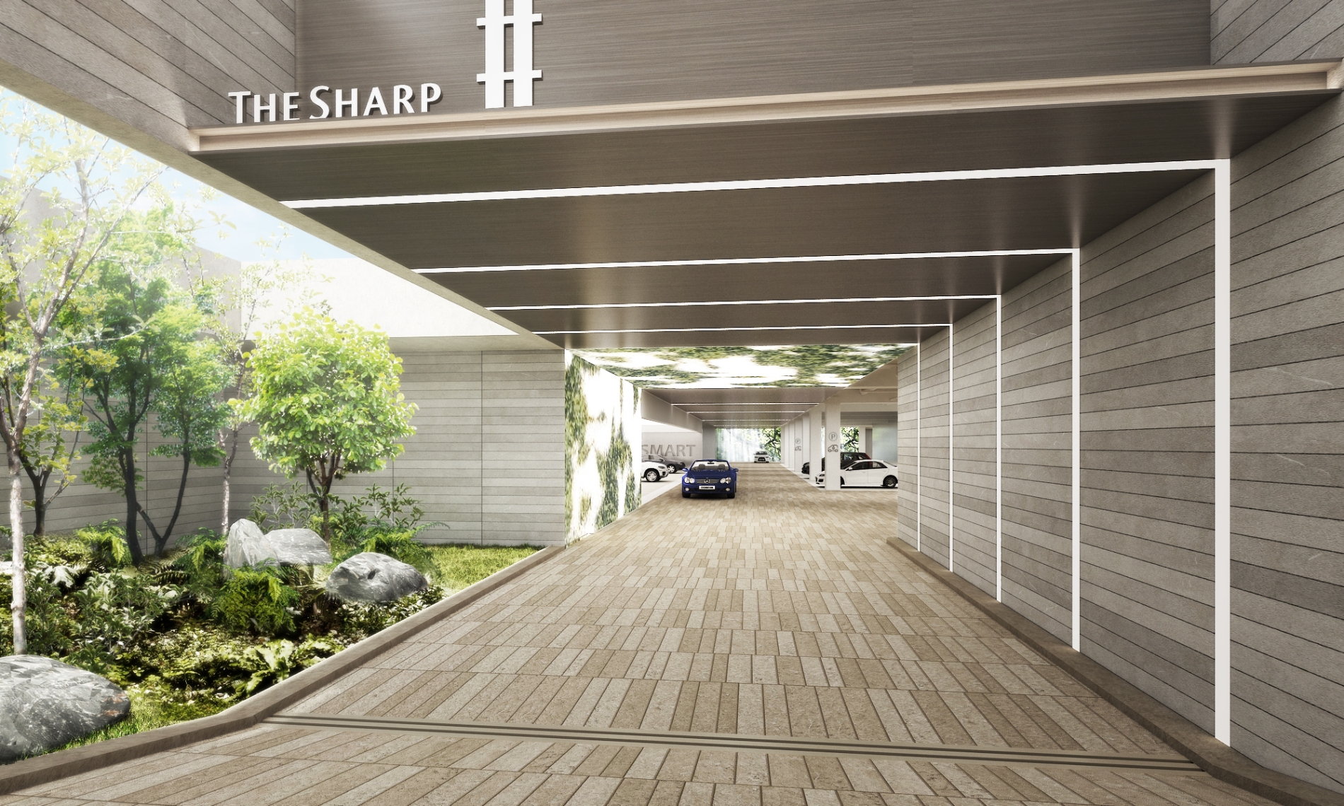 지하주차장 진입부 조경 및 미디어월 이미지 / 사진제공=포스코건설