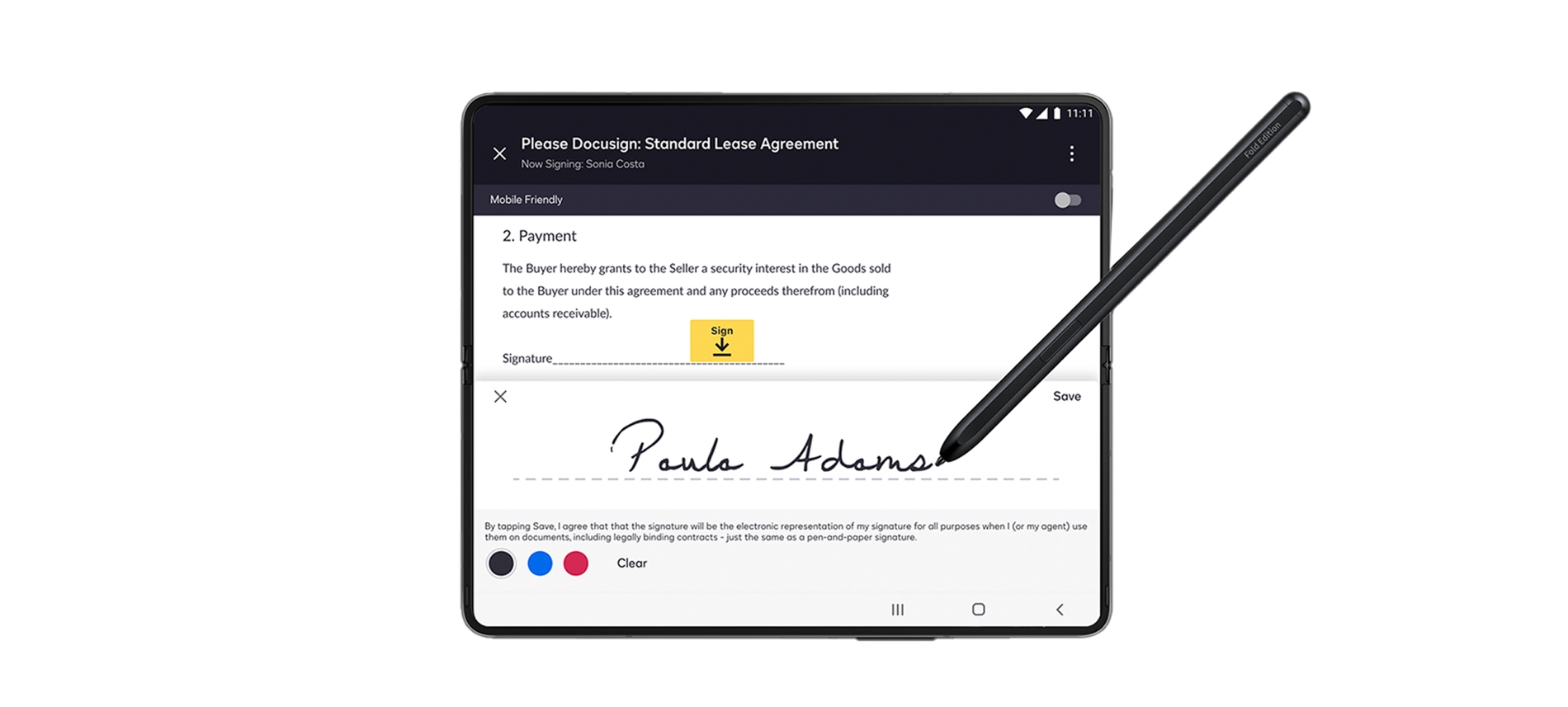 갤럭시Z폴드4에서 사용가능한 도큐사인 솔루션. 사진=삼성전자