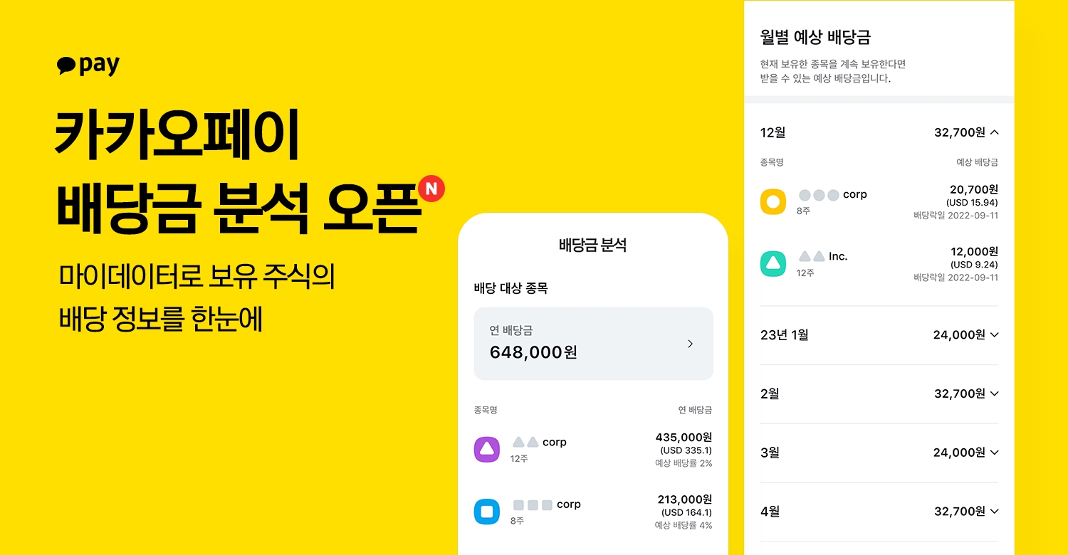 카카오페이가 ‘배당금 분석’ 서비스를 출시했다. /사진제공=카카오페이