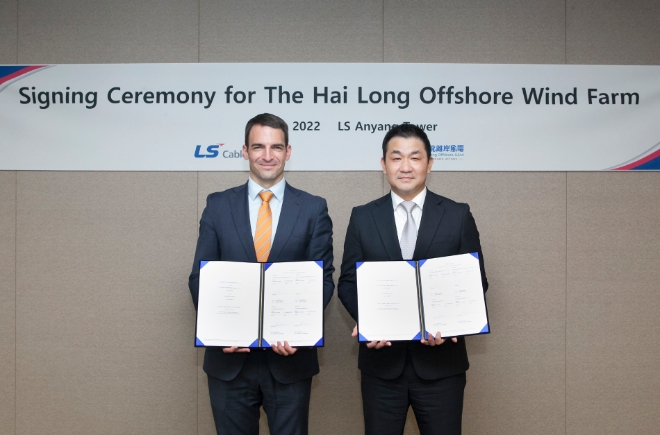 LS전선(대표이사 구본규)은 대만 하이롱 해상풍력단지에 1억5000만 유로(약 2092억 원) 규모의 해저 케이블 공급 계약을 체결했다. /사진=LS전선.