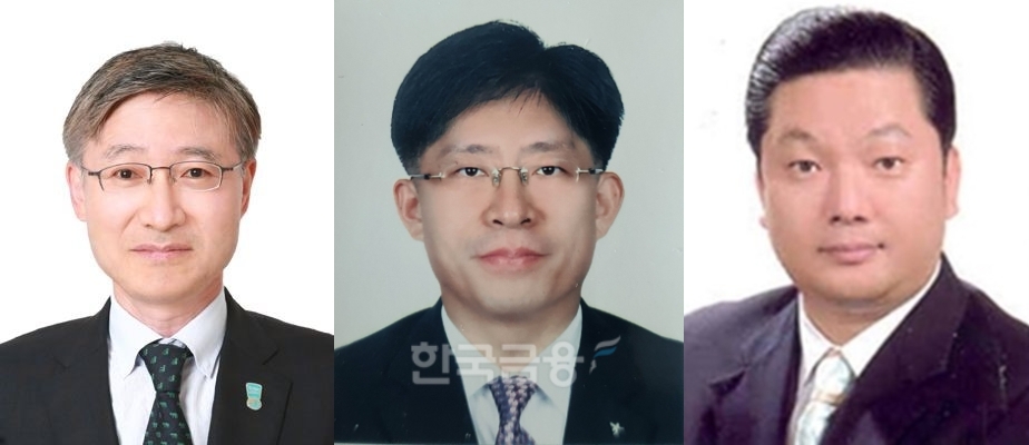 (왼쪽부터)이승열 하나은행 대표이사 은행장 후보, 강성묵 하나증권 대표이사 사장 후보, 이호성 하나카드 대표이사 사장 후보. / 사진제공=하나금융