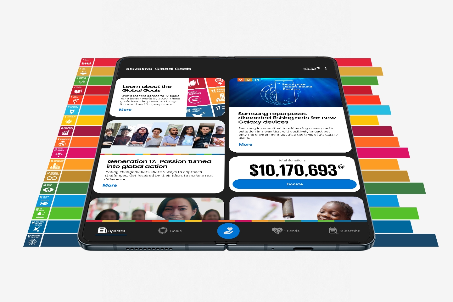 삼성 글로벌 골즈 앱을 통한 누적 기부금이 1000만달러를 돌파했다. 사진=삼성전자